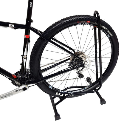 WELLGRO® Bike Stand - Steel, black, secure stand, hooks with plastic coating, 3 functions: suitable for horizontal and vertical hanging or placing upright.