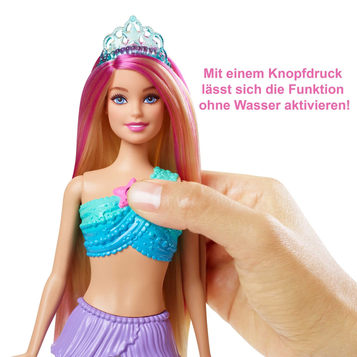 Barbie Dreamtopia Magic Lights Mermaid Doll with blonde hair, Barbie doll with mermaid tail, suitable as a gift for children ages 3 and up, HDJ36