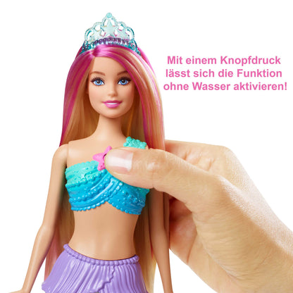 Barbie Dreamtopia Magic Lights Mermaid Doll with blonde hair, Barbie doll with mermaid tail, suitable as a gift for children ages 3 and up, HDJ36