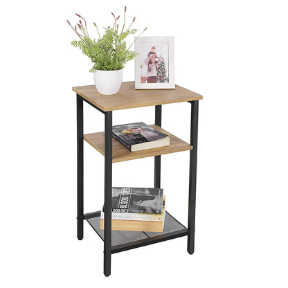 VASAGLE Side Table, Nightstand, Small Coffee Table, Bedroom, Living Room, Easy Assembly, Stable, Steel Frame, Industrial Style, Honey Brown-Black LET201B05, 34 x 29 x 58 cm
