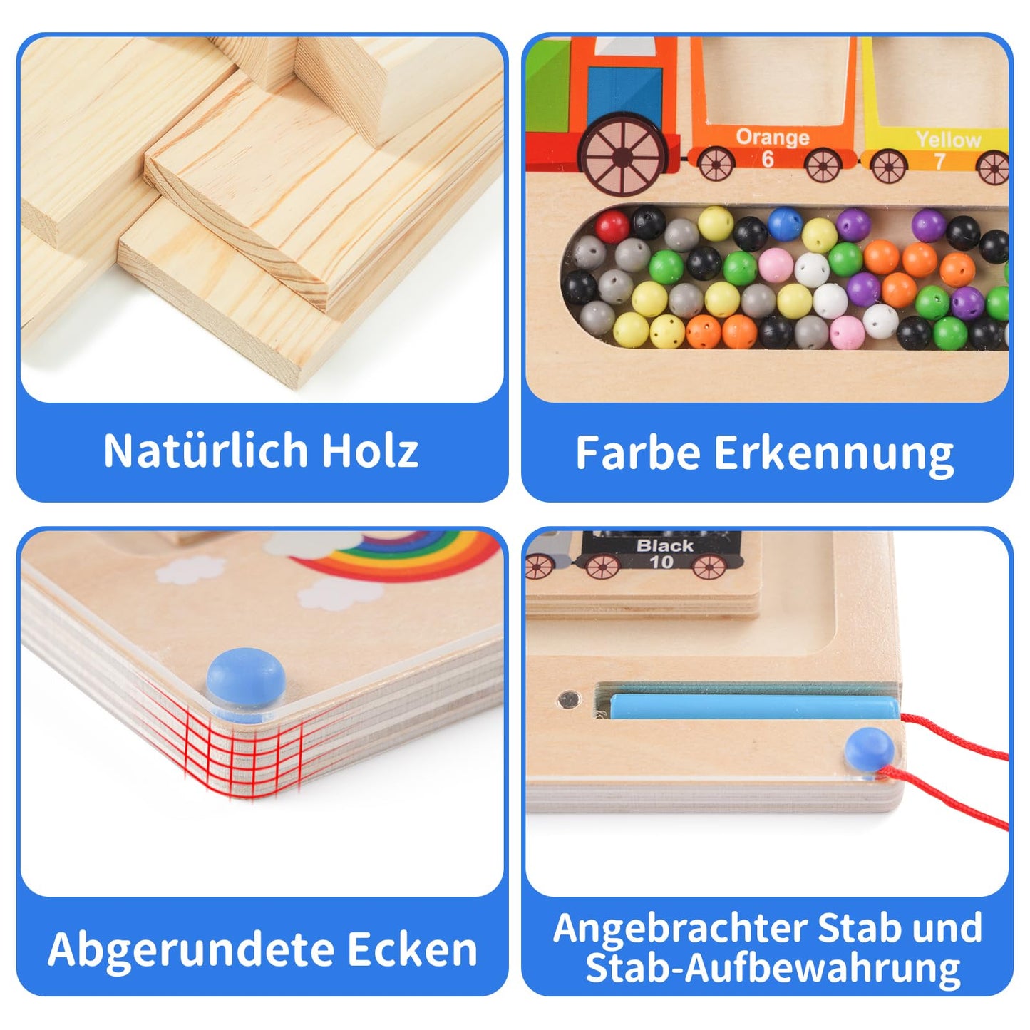 Montessori toy magnetic maze game for 2 3 4 5 year olds, wooden children's educational toy busy board, magnet toy kids motor skills toy sorting game gift for girls boys