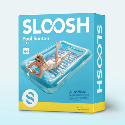 Sloosh 85" x 57" / 2.1 x 1.4m Inflatable Sun Pool Tanning Pool, Air Mattress Pool, Sunbathing with Removable Pillow, Water Pool for Adults, Summer Fun, Water Party - Blue