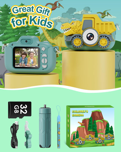Hangrui Kids Camera, 1080P children's camera, camera for kids with 32G memory card, digital camera for 3-12 year old boys and girls Christmas Toy