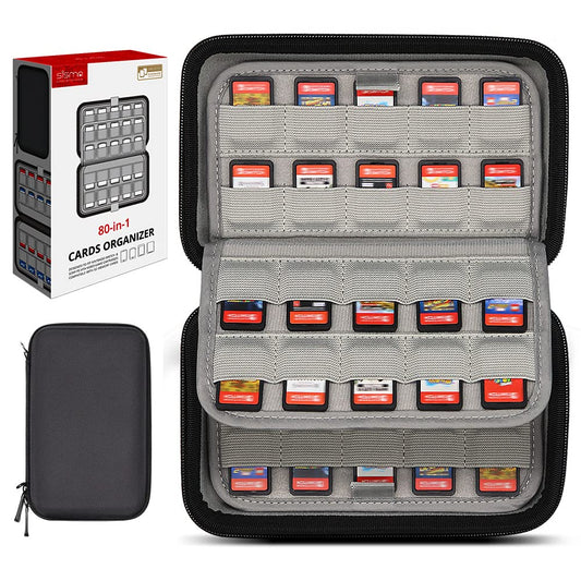 80 Switch game storage bag game case compatible with Nintendo Switch/Switch 2, game card box organizer hard case protective cover, black.