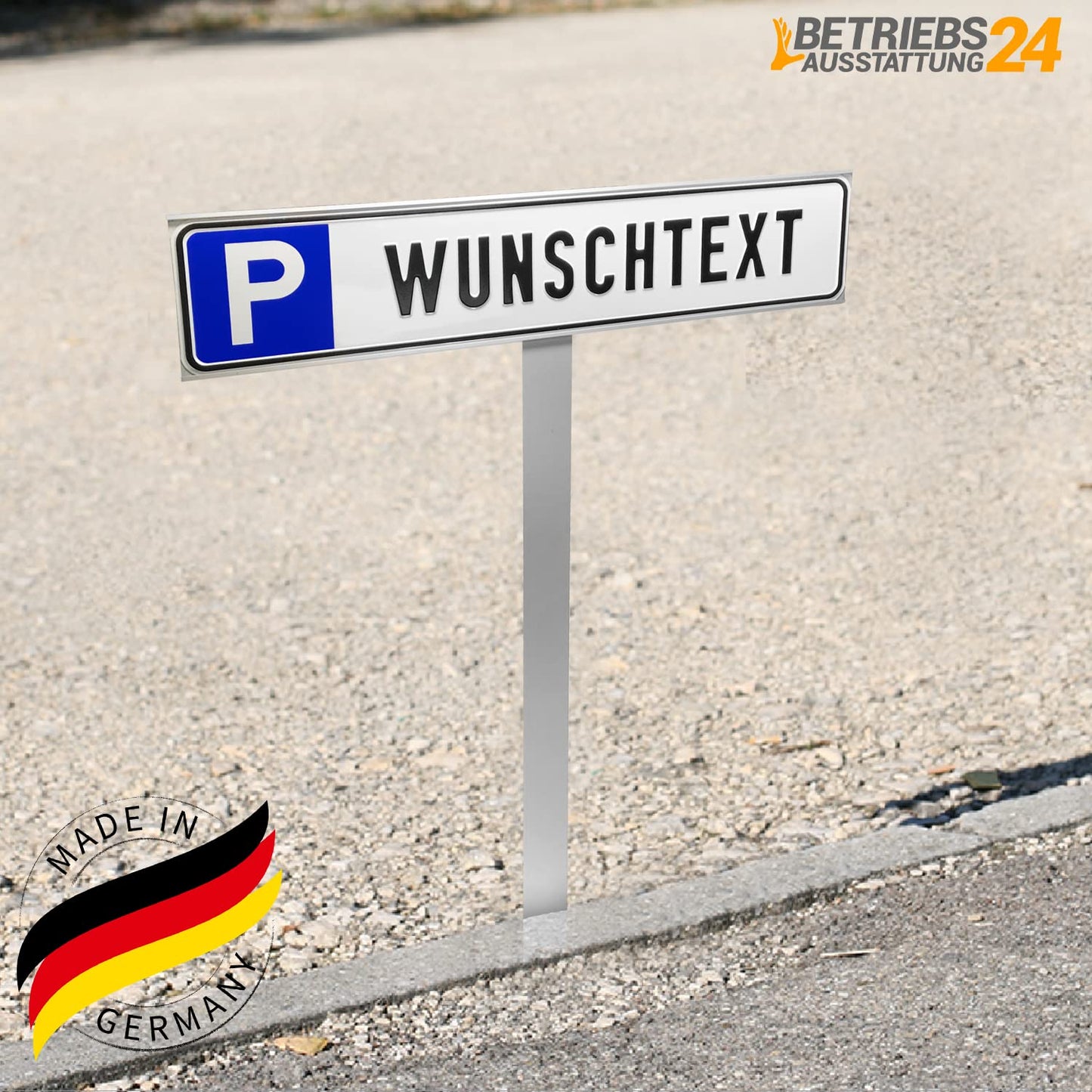 Operating equipment24 Custom parking sign with drive-in post - parking identification with custom text - post for insertion - aluminum - 52x11 cm