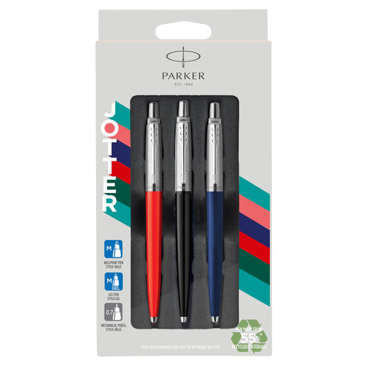 Parker Jotter Originals Trio Pen Gift Set | Ballpoint, Gel, & Mechanical Pencil | Made from 55% recycled materials | Perfect gifts for college or school graduation