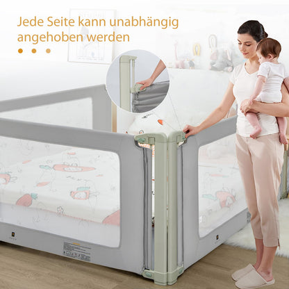 COSTWAY bed rail adjustable in height, bed guardrail with connecting accessories, baby bed rail, children's bed rail, fall protection for double, queen, and king-size bed (200cm)