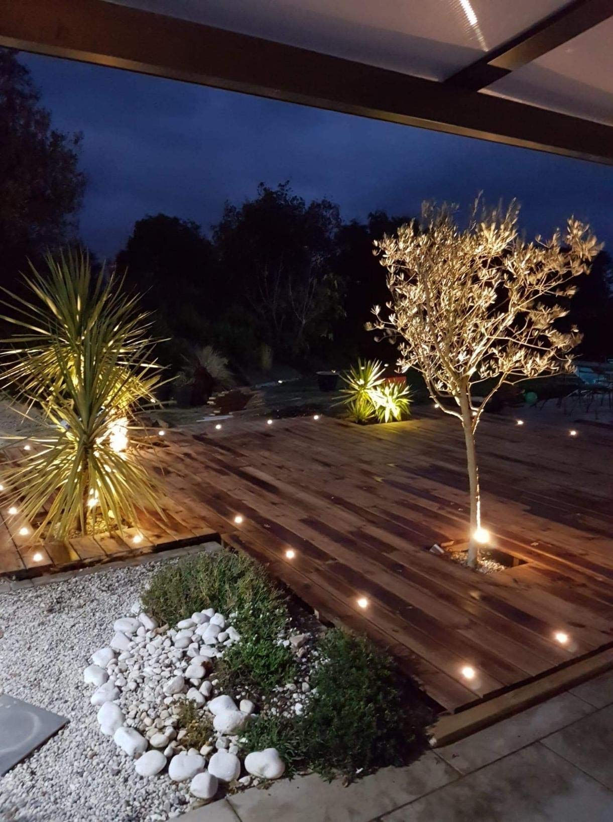 6-pack LED recessed lights, Ø30mm 0.6W LED ground lights for stairs, warm white, DC 12V, IP67 waterproof outdoor lamps for garden, kitchen, wooden bridge, pool lighting, wooden deck.