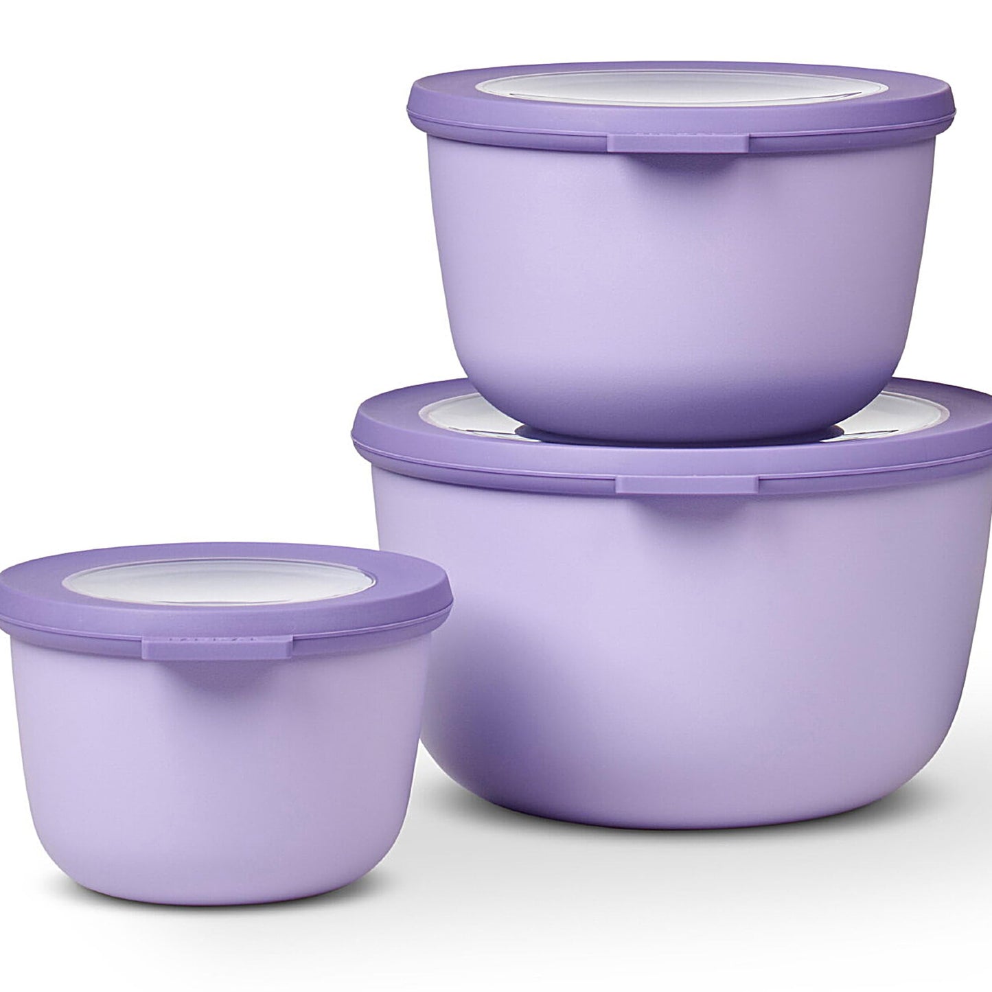 Mepal - Multibowl Cirqula Round 3-piece set - Storage containers with lids - Suitable for storage, refrigerator, freezer, & microwave use - 500 ml, 1000 ml & 2000 ml - Nordic Lilac