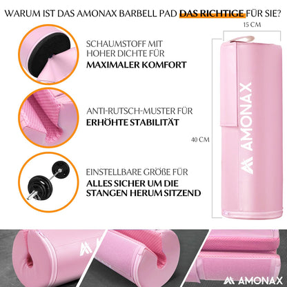 AMONAX Hip Thrust Barbell Pad, Extra Thick Barbell Pad, Durable Gym Accessory, Fitness Pad for barbell, barbell padding for Fitness Accessories Women and Men (Pink)
