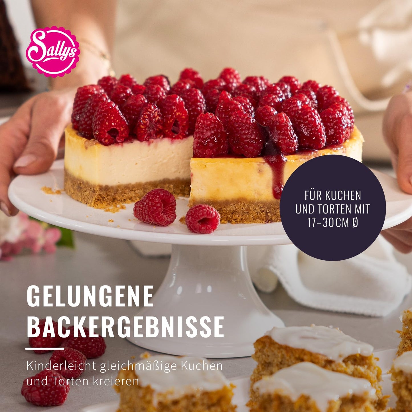 Sally's cake ring 10 cm - diameter adjustable 17-30 cm - baking pan made of stainless spring band steel - with scaling & clamp closure - dishwasher safe