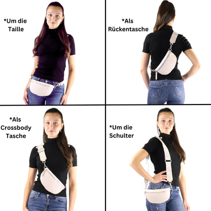 Blade Women's Leather Fanny Pack with 2 patterned and leather removable & adjustable wide belts, Crossbody Bag Women, High-quality Chest Bag for Women.