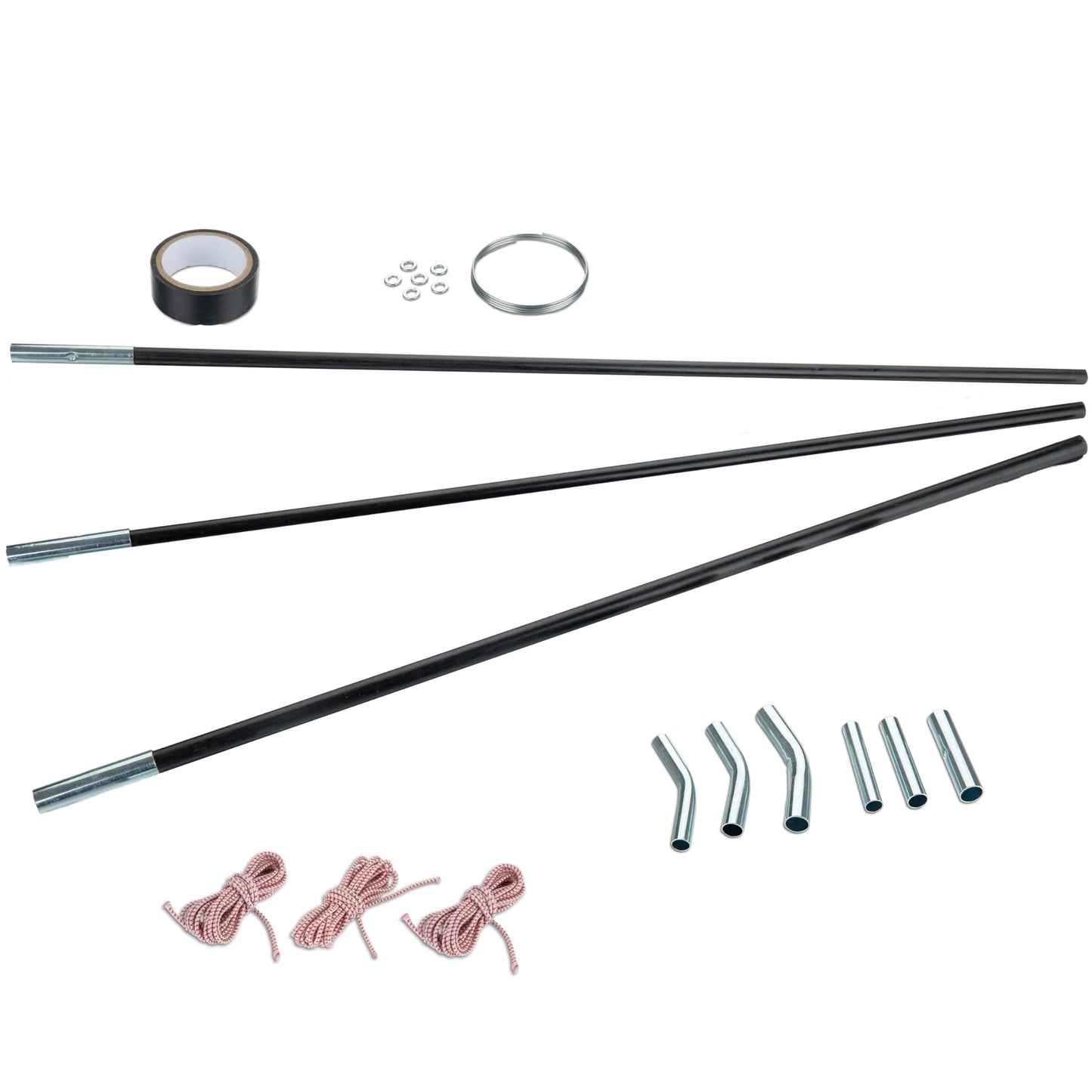 Fiberglass tent pole repair kit 3 fiberglass segments Ø12.5/11/9.5 mm 65 cm - with shock cord and threading tool sleeves tent poles - replacement poles for tents Trimabble