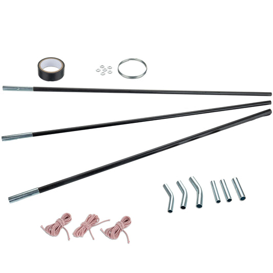 Fiberglass tent pole repair kit 3 fiberglass segments Ø12.5/11/9.5 mm 65 cm - with shock cord and threading tool sleeves tent poles - replacement poles for tents Trimabble