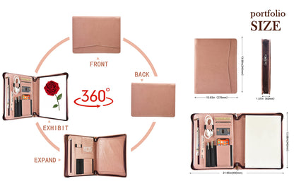 Calfinder A4 writing pad, conference folder, vegan leather, work folder, file folder, leather folder, business folder, pink