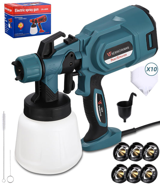 jutyum 850W Electric Paint Spray System, 3 Spray Patterns, 900ml Paint Container, Paint Sprayer for Wall Paints & Stains, Indoor/Outdoor Painting Gun with 6 Nozzles & 10PCS Filter Paper.