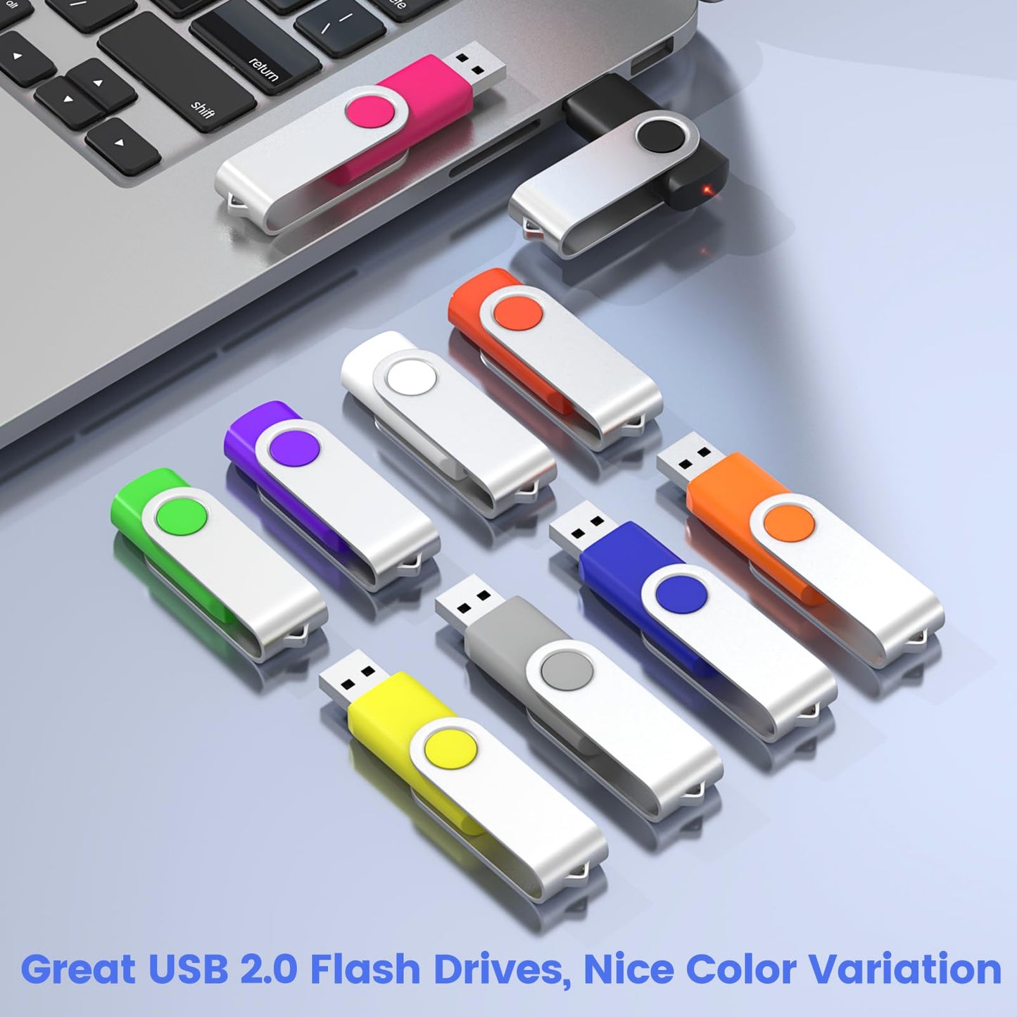 ABLAZE USB Stick 8GB 10 pack, Colorful USB 2.0 flash drive with keychains (10 colors)