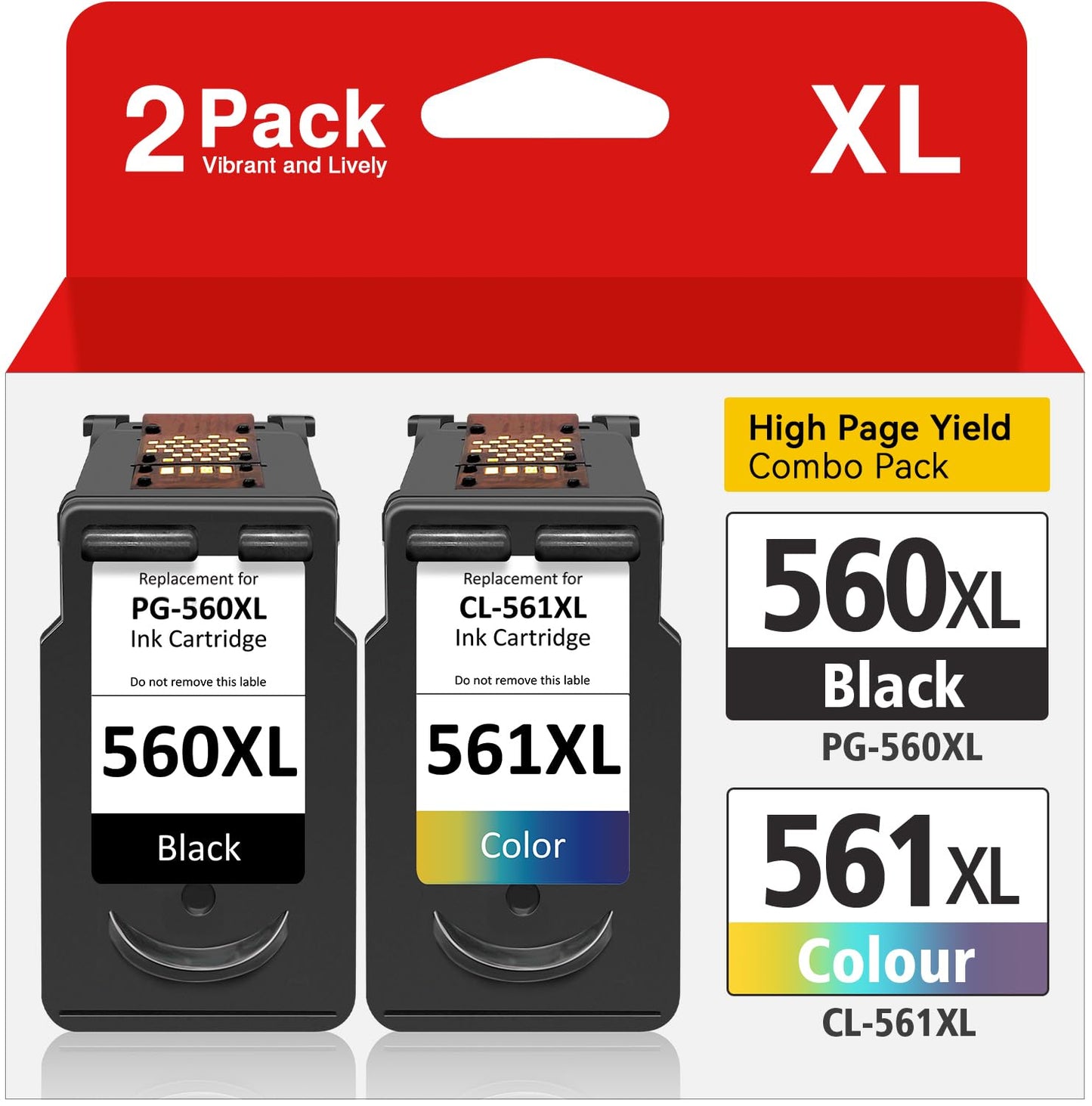 Inkwood 560 561 cartridges, PG 560 XL Black and CL 561 XL Compatible for Canon printer cartridges 560 561, for Canon Pixma TS5350, TS5351, TS5352, TS 5350, TS 5351, TS 5352, TS7450, TS7451