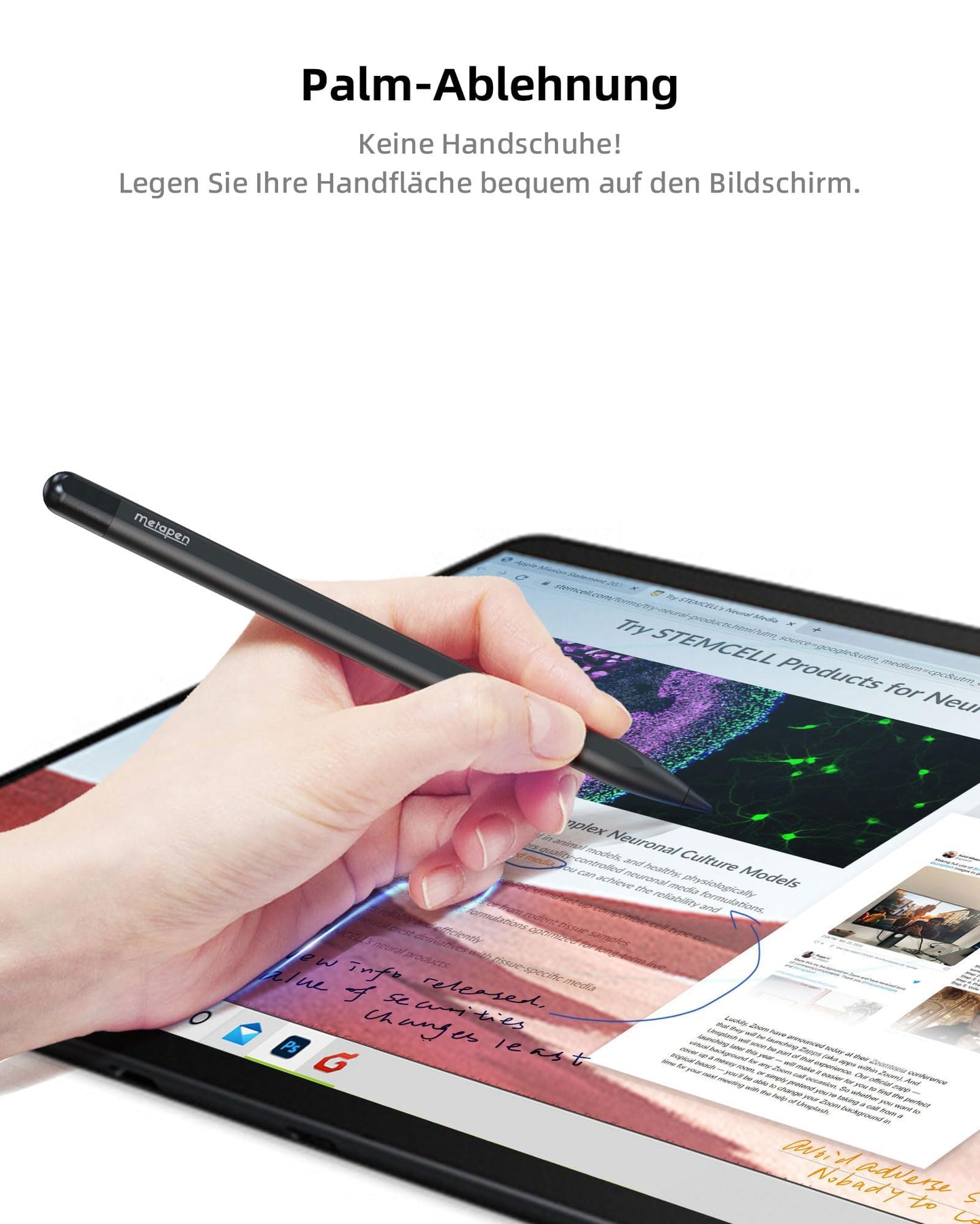 Metapen M1 Stylus for Surface, 1024 pressure levels, USB-C charging (300 hours battery life), Built-in dual magnets, Tablet Pen compatible with Surface Pro X/8/7/6/5/4/3, Surface 3, Surface Duo/Surface Duo 2.