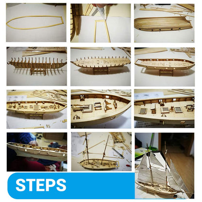 RUSTOO wooden sailboat ship model kit, Classic wooden sailing boats Scale Model Decor, DIY model decoration boat kids and adults gifts toy Gift
