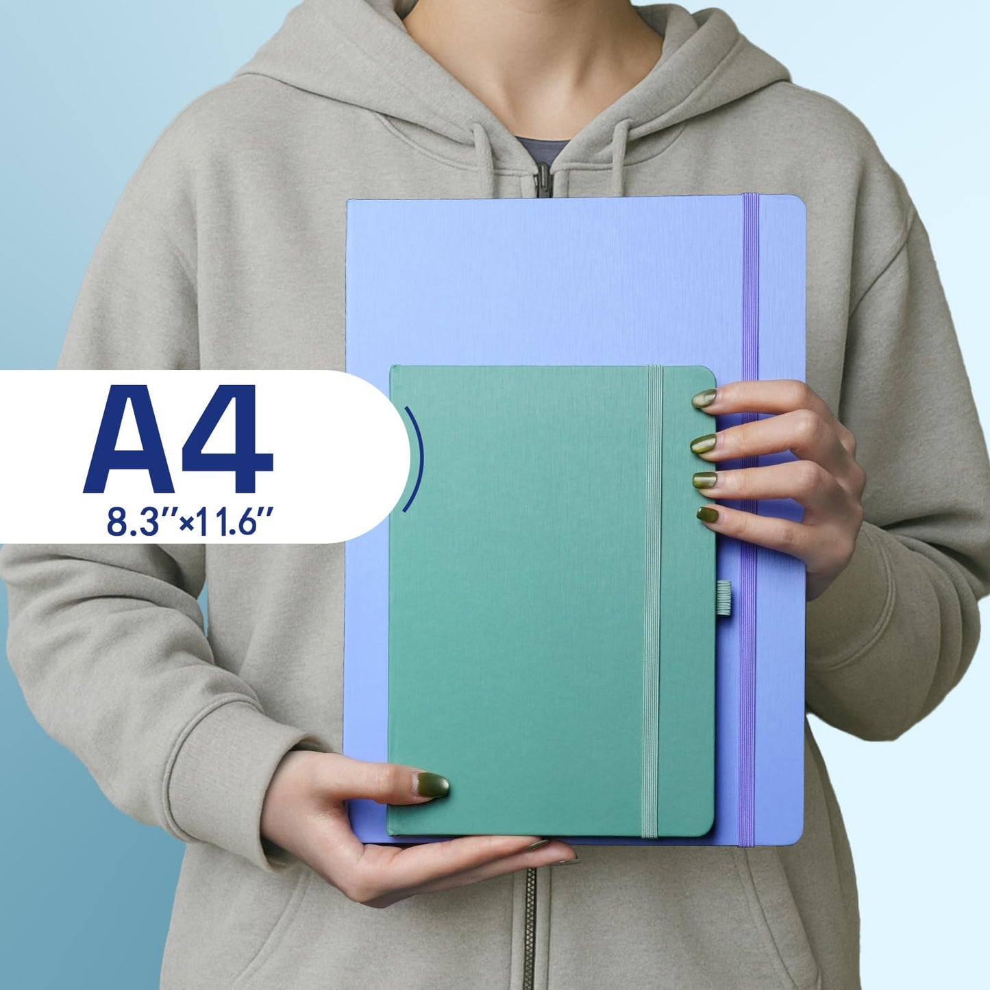 ONAVIA A4 Lined Notebook, Hardcover, 80 sheets (160 pages) 80 gsm, 7mm line spacing for home, school, and work. Multicolored (3 pieces)