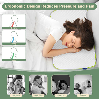 Rescien Memory Foam Neck Support Pillow 55 X 35cm with Carrying Bag, Orthopedic Pillow for Restful Sleep, Adjustable Height Side Sleeper Pillow, Ergonomic Head Pillow.