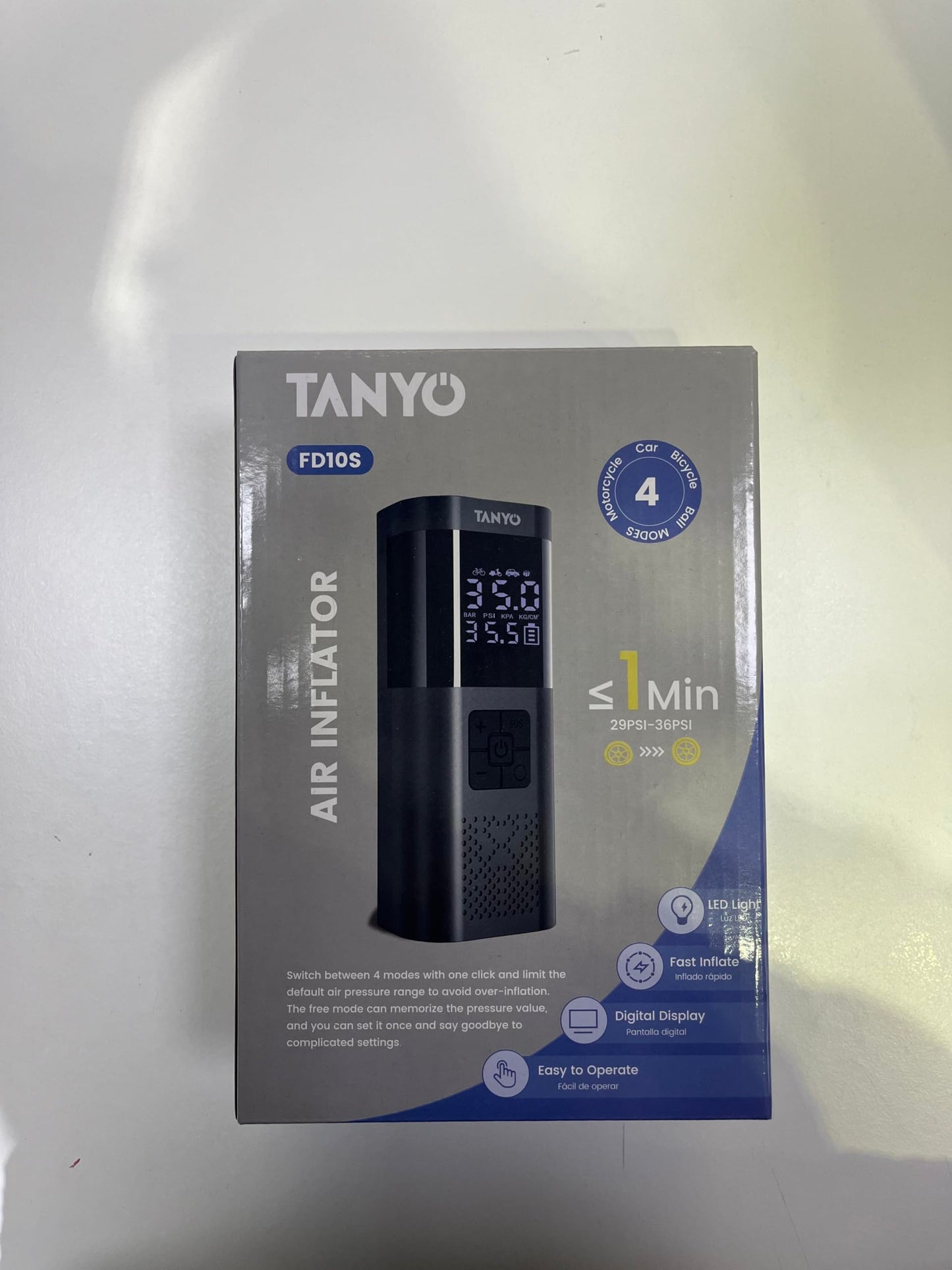 TANYO Electric Air Pump Bike Battery Compressor, 150PSI Mini Electric Bike Pump with Gauge, Portable Electric Air Pump with USB LED Light for Car, Bike, Motorcycle, Balls