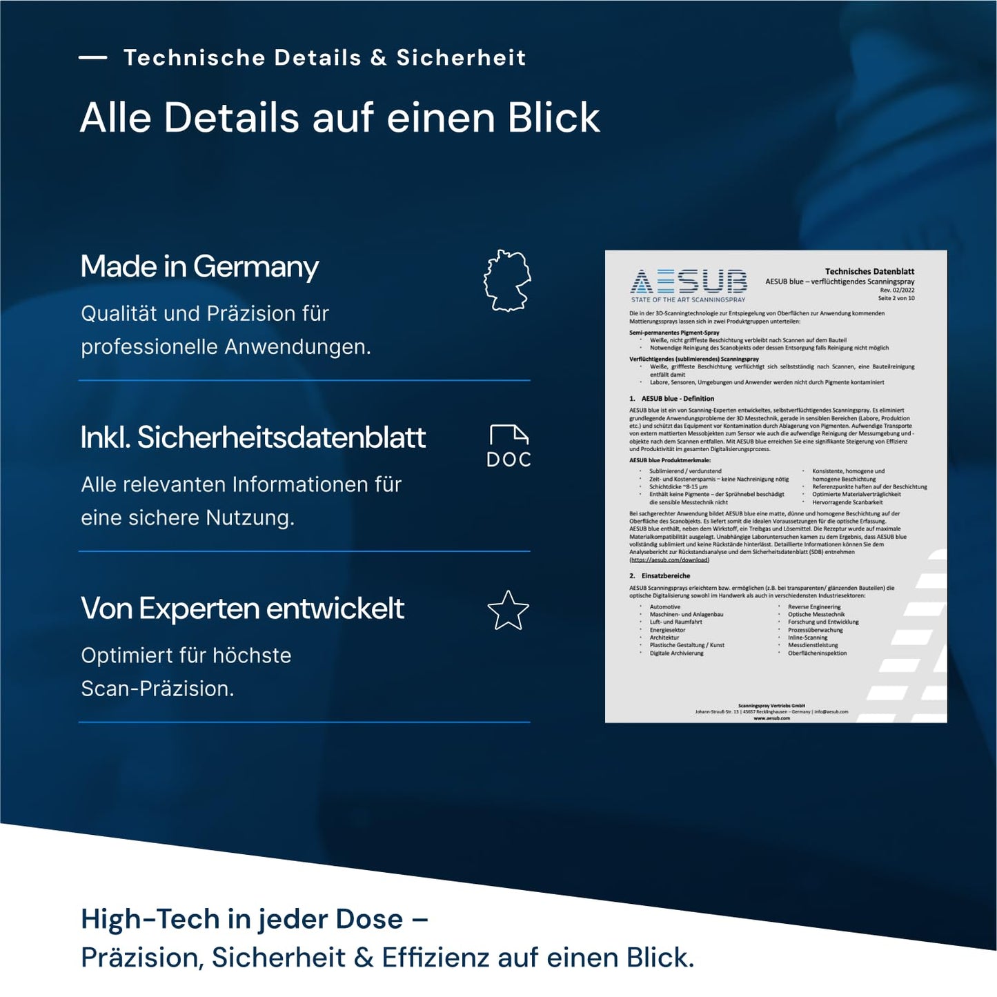 AESUB Blue 3D scanning spray for 3D scanners - 400 ml Professional scanning spray, self-vanishing & pigment-free, thin layer thickness (8-15 µm), Made in Germany