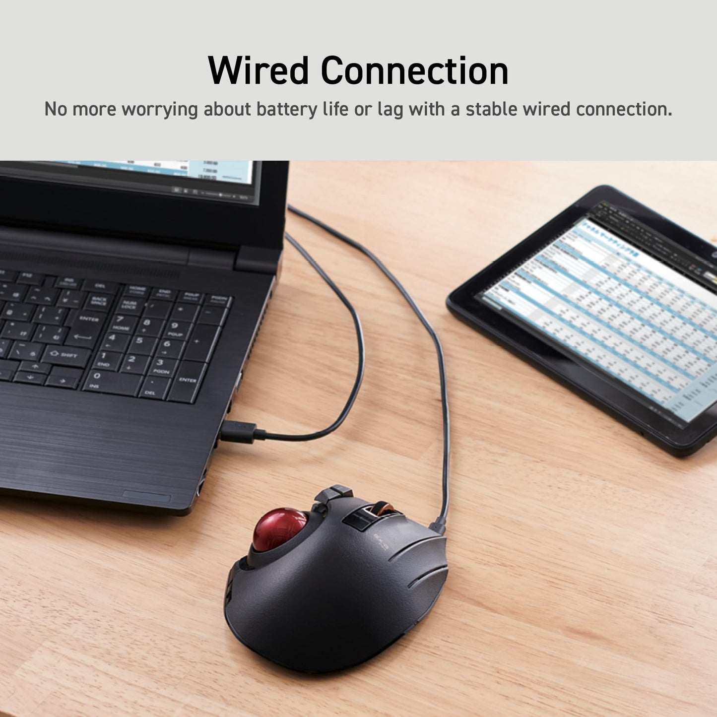 ELECOM Trackball Mouse Wireless, Ergonomic Mouse, 3Device Connection, Wired (USB), Bluetooth, Track Ball Mouse, Thumb Control, Compatible for PC, Laptop, Mac, Windows, macOS, EX-G Pro (M-XPT1MRXBK)