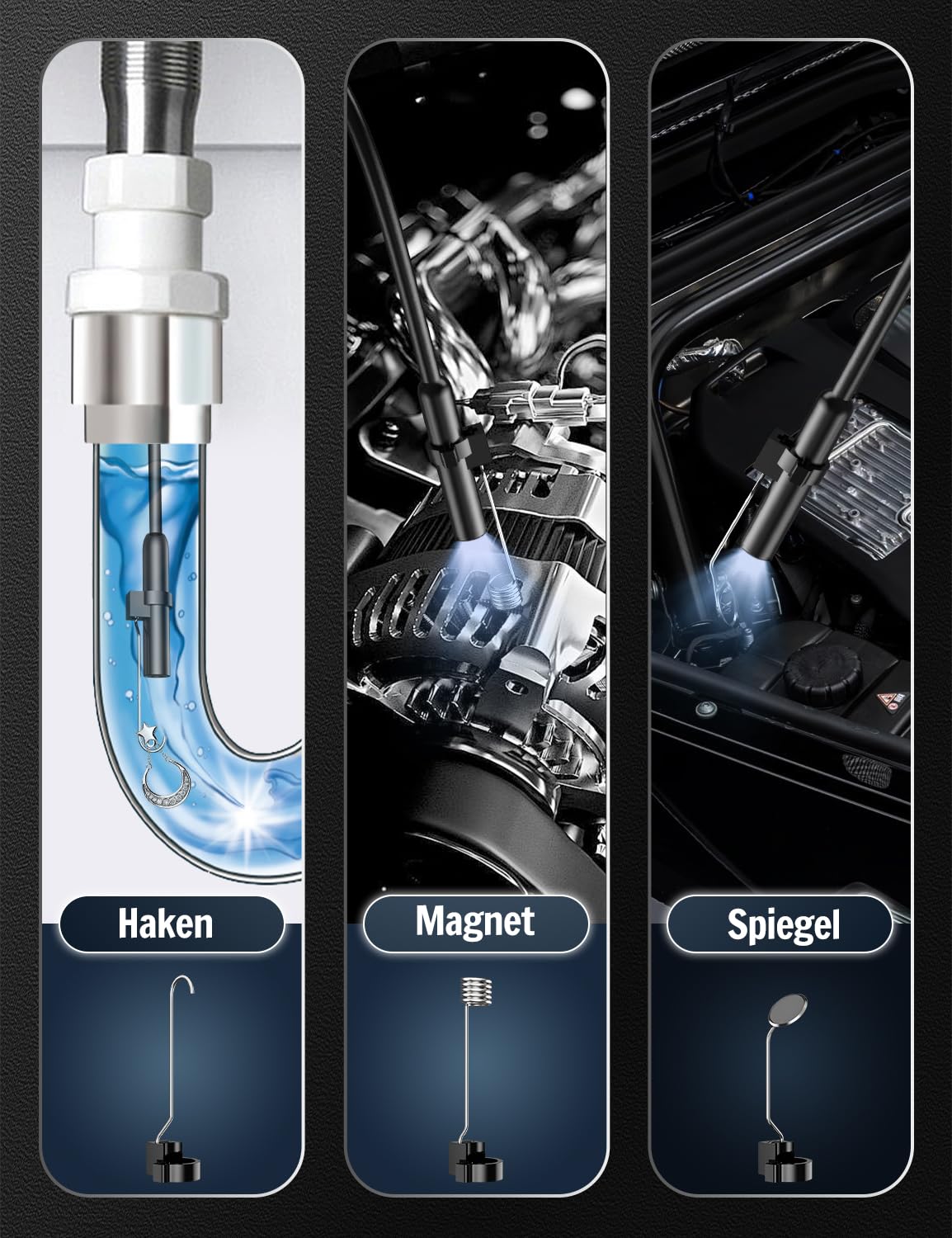 Endoscope camera with light, Ferdiiz 1920P HD Endoscope Camera for Phone with 8 LED, Waterproof IP67 Inspection Camera, No WiFi Needed Drain Camera for Android & iOS, Tablet - 32.8 ft/10 m