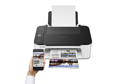 Canon PIXMA TS3452 multifunction device A4 (scanner, copier, printer, 4800 x 1200 DPI, LCD, WiFi, USB, Apple AirPrint, PIXMA Cloud Link, duplex printing), black white.