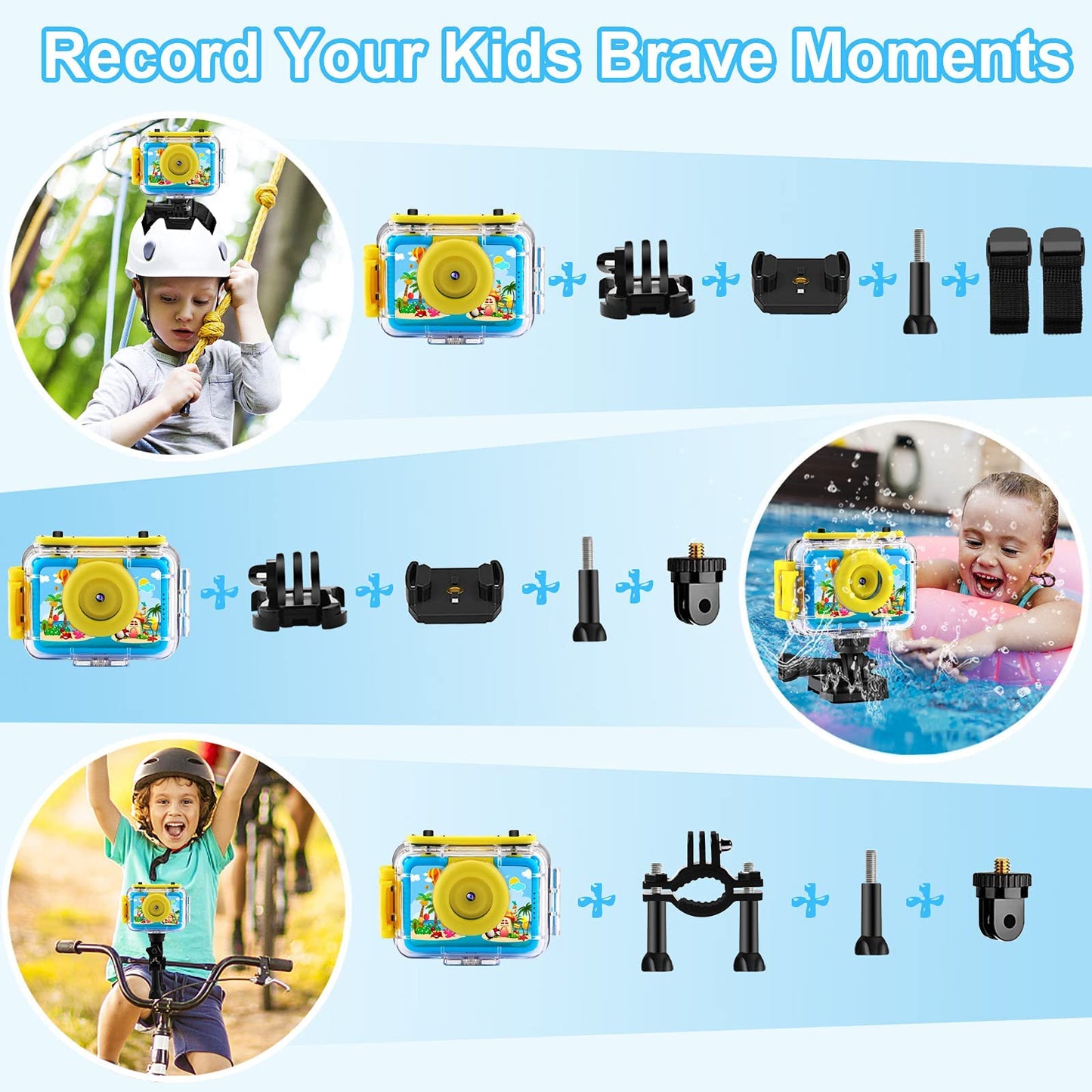 GKTZ Kids Camera waterproof, Underwater Camera-1080P Selfie Digital Camera for Kids with 32GB SD Card Toy for 3-12 year old boys and girls (Blue)