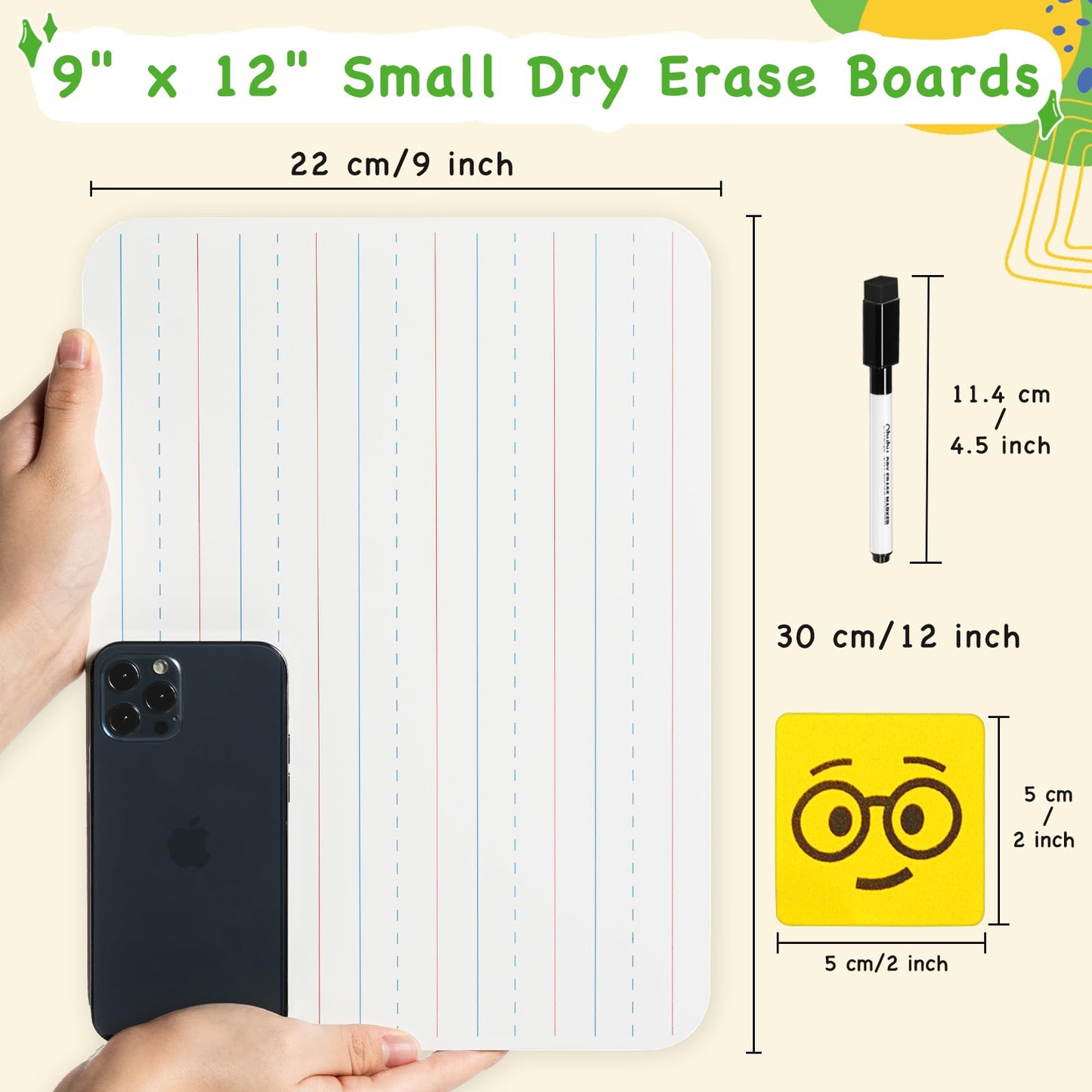Ohuhu Whiteboard Small A4, Double-Sided Mini White Board, Dry Erase, Portable, for Students, Classroom, School, Home, and Office (Blank & Lined, Whiteboard Set - 25 Pack)