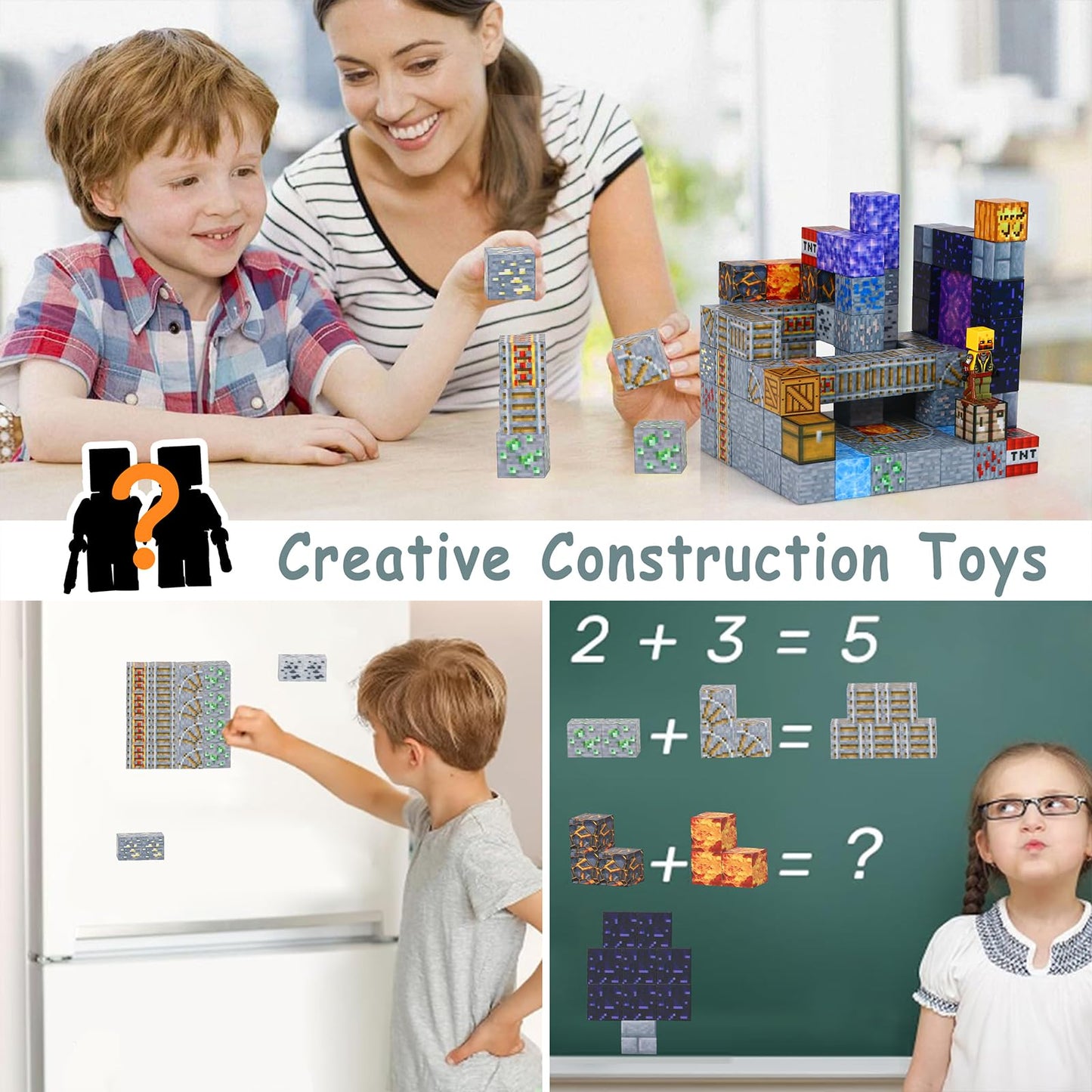 Welmay Magnetic Building Blocks, 100PCS Magnet Blocks for Kids, Montessori Magnetic Toy for Boys and Girls 3 4 5 6+ Years, Creative Magnetic Building Blocks, 2.3CM
