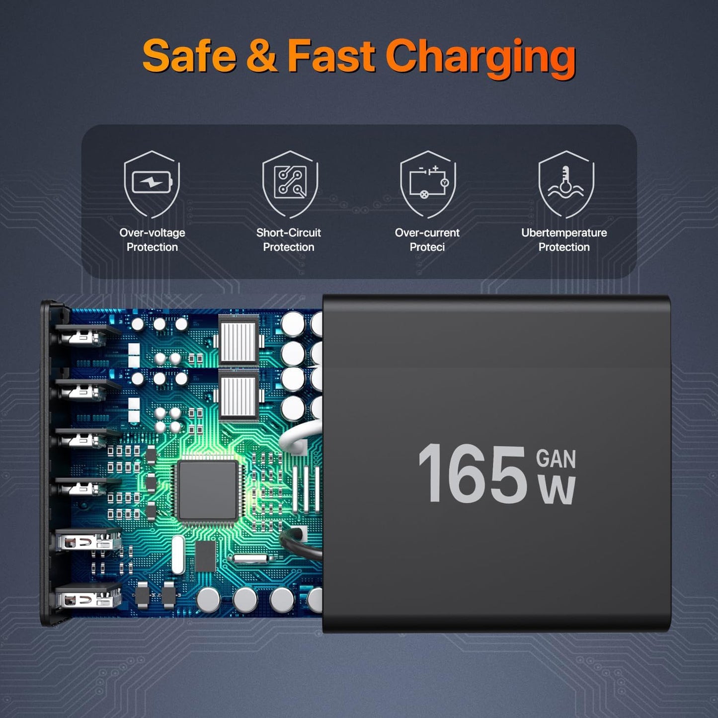USB C charger Multipack, 165W 6 Port charger [4USB-C + 2USB-A] 65W Type C power adapter, USB C charging station compatible with MacBook/iPhone 15/16/Galaxy S23/S24/Laptop/Tablet