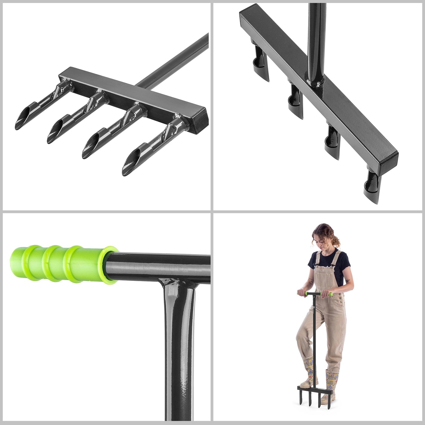 KADAX Hand Aerator for lawns, lawn aerator for aerating lawns and soil, garden tool, lawn aerator with 4 prongs and T-handle, gardening tool.