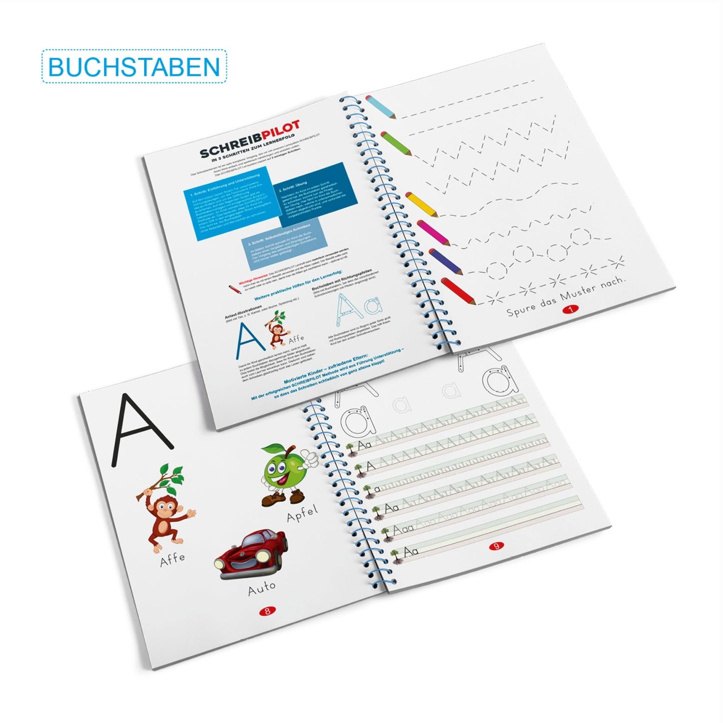 WRITE GUIDE 3pc set Writing exercise books for beginners with pre-printed letters, numbers, and words | Learning system developed by teachers, professors, and students.