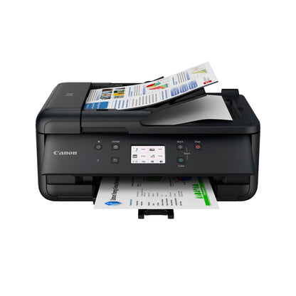 Canon PIXMA TR7650 All-in-One Printer A4 - Color inkjet printer black 4 in 1 (scanner, copier, wireless printer, fax, cloud link, ADF, WLAN, LCD, 4800 x 1200 DPI, AirPrint & Mopria)