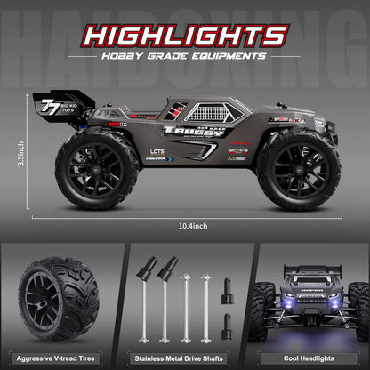 HAIBOXING Remote Control Car, 1:18 RC Cars 36 km/h Hobby RC Car with Lights, 2.4 GHz Waterproof 4WD Off-Road Outdoor Indoor Vehicle, 2 Battery Long Running Time (18868)