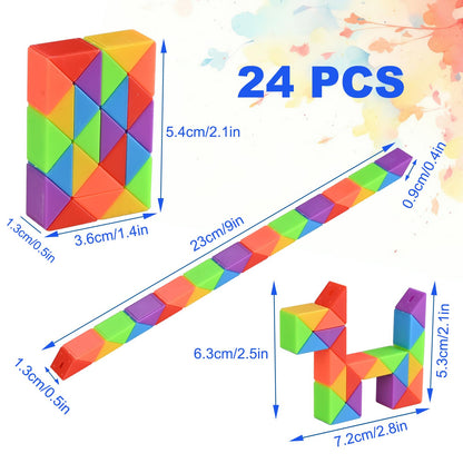 GOLDGE 24 pieces 24 blocks Magic Snake Small gifts for kids, cube puzzle magic snake as party favors children's birthday 5 6 7 8 9 10 years, children's birthday party favors and giveaways