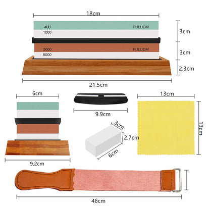 Grindstone Set Whetstone Sharpening Stone for Knives - Dual-Sided Knife Sharpener for Kitchen Grain 400/1000 3000/8000 FULUDM Water Sharpening Stone with Non-Slip Silicone Holder