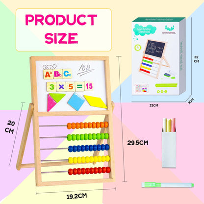 VingaHouse Primary School Calculator Abacus, Abacus Calculator Children Abacus Counting Frame with Chalkboard & Whiteboard with magnetic stickers, Abacus toys for children aged 3 and above