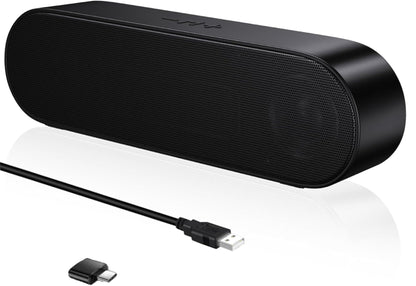 ZETIY PC speakers, USB computer speakers with USB power supply, PC soundbar with USB C connection, USB speakers for desktop, laptop, notebook, plug and play (black)