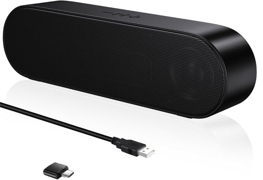 ZETIY PC speakers, USB computer speakers with USB power supply, PC soundbar with USB C connection, USB speakers for desktop, laptop, notebook, plug and play (black)