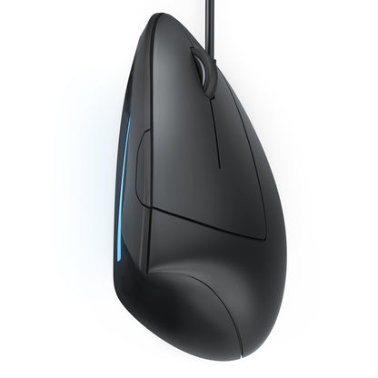 CSL - Optical Mouse - vertical design - ergonomic - prevents mouse arm tennis elbow - gentle on the arm - 5 buttons Black