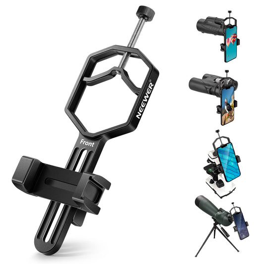 NEEWER Metal Telescopic Phone Holder, 2.09"-3.54" Universal Phone Holder for Spotting Scope Telescope Microscope Binocular Monocular, Fits Eyepieces with Diameter 1.18"-2.52"