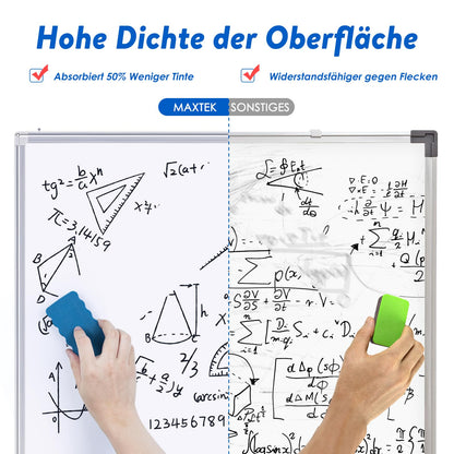 maxtek Whiteboard Magnetic 180 x 100 cm, Large Magnetic Board with Aluminum Frame and Detachable Tray, Dry Wipe on Both Sides, Magnetic Pin Board Suitable for Office, School, Home