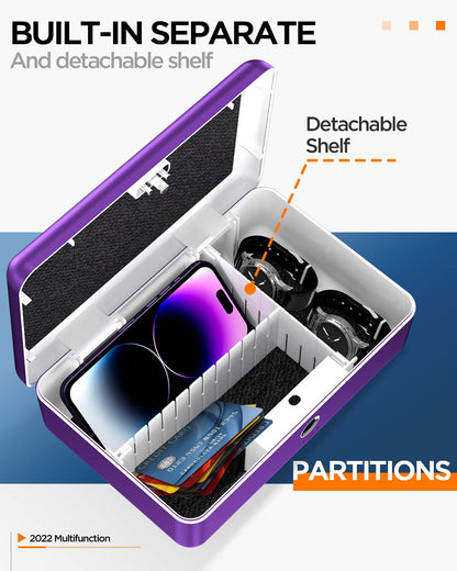 AICase Biometric Storage Box with fingerprint, portable, for cash, jewelry, security lock, combination lock for car, home, office, travel_2