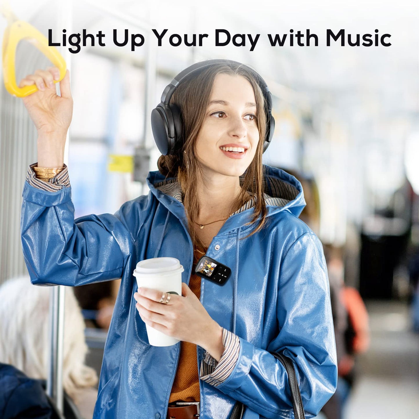 Etacé MP3 player with Bluetooth 5.3, sports music player with 16GB internal storage, FM radio, e-book, pedometer, voice recording, and support for up to 128GB TF/Micro SD card.