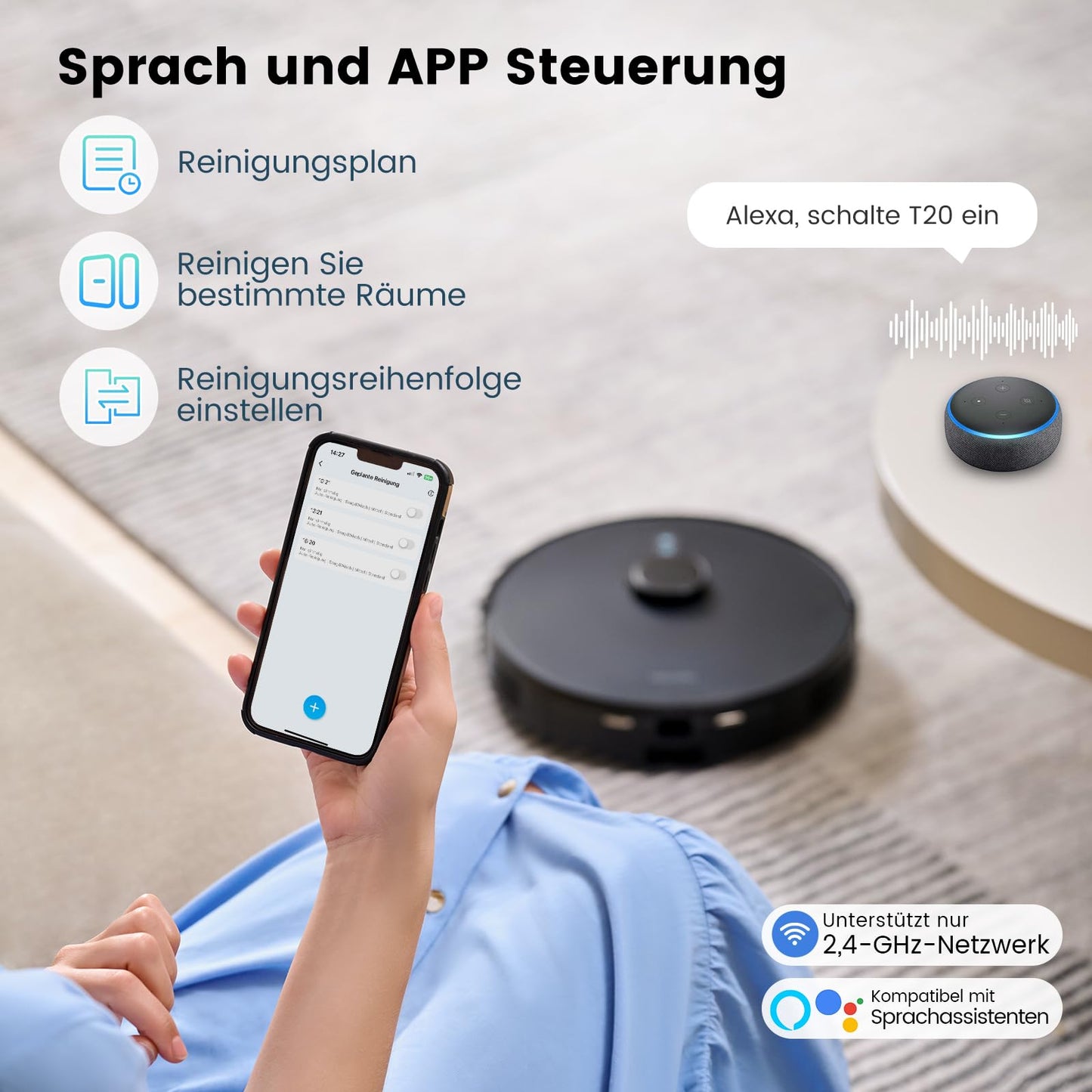 AIRROBO T20+ robot vacuum with mop function, 3.5L dustbin, automatic emptying station, 180min runtime, LiDAR navigation, strong suction power for carpets and pet hair, APP control.